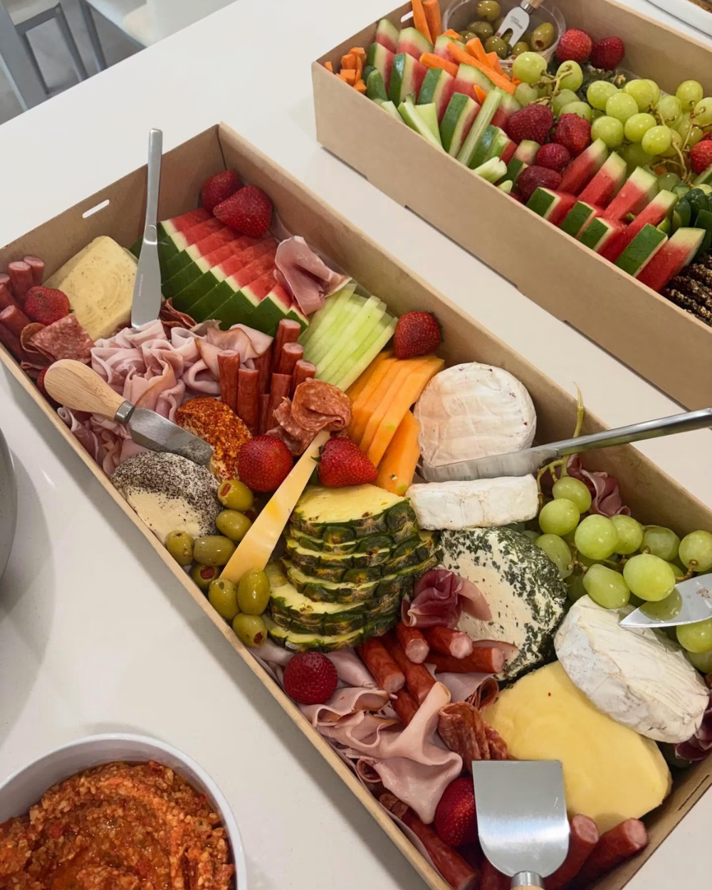 Grazing table catering platter with cured meats, cheese and fresh fruit — Front of House Cafe Orange NSW